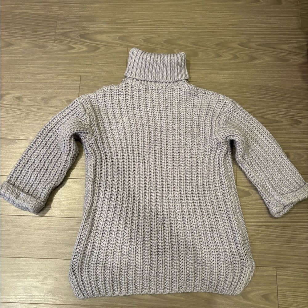 PRINCESS POLLY LIGHT GREY/BLUE CHUNKY ROLL NECK SWEATER